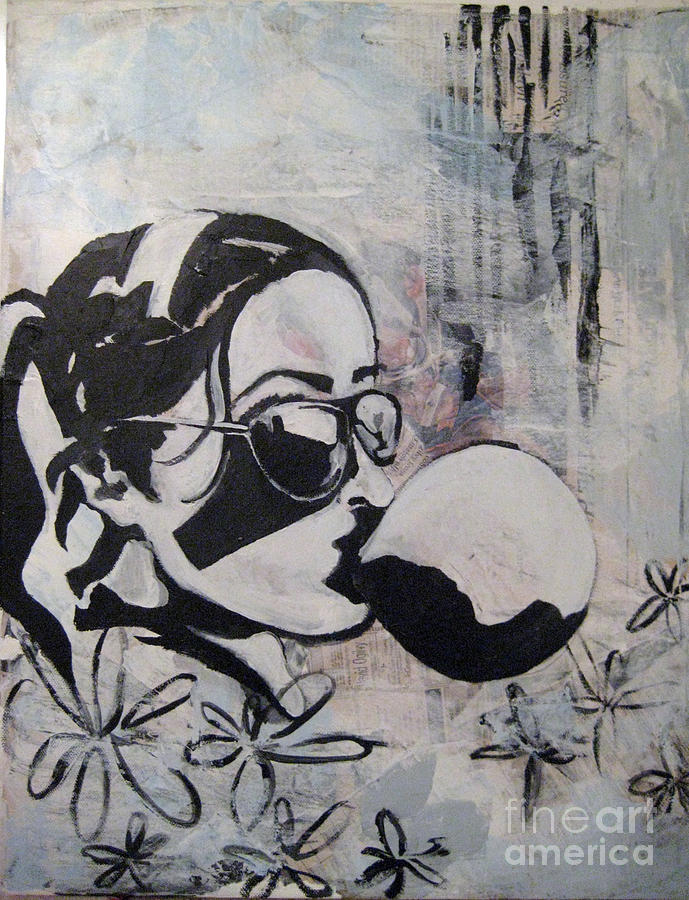 Black And White Mixed Media - Bubble Girl by Yuki Mickler