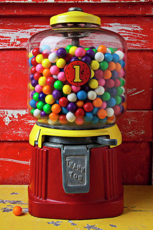 Candy Photograph - Bubblegum machine and gum by Garry Gay