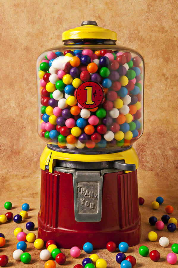 Candy Photograph - Bubblegum machine by Garry Gay