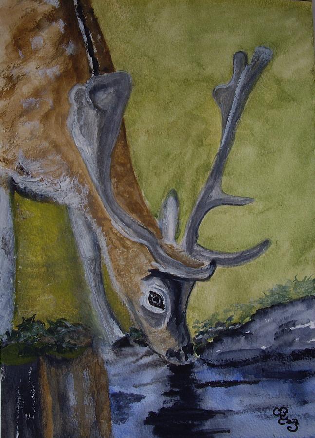 Buck at Bushy Park Painting by Carole Robins