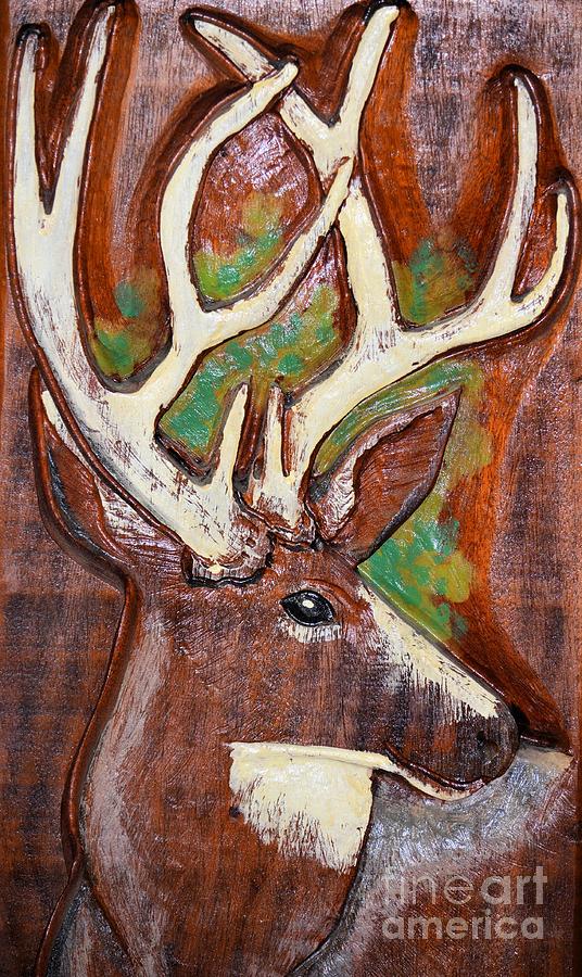 Buck Carving Photograph by Maria Urso