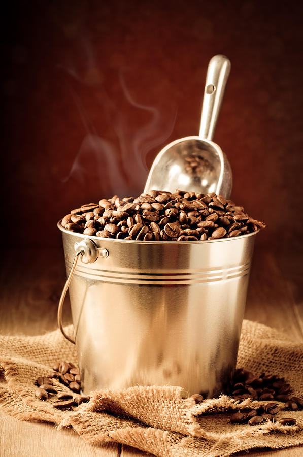 Coffee Photograph - Bucket Of Coffee Beans by Amanda Elwell