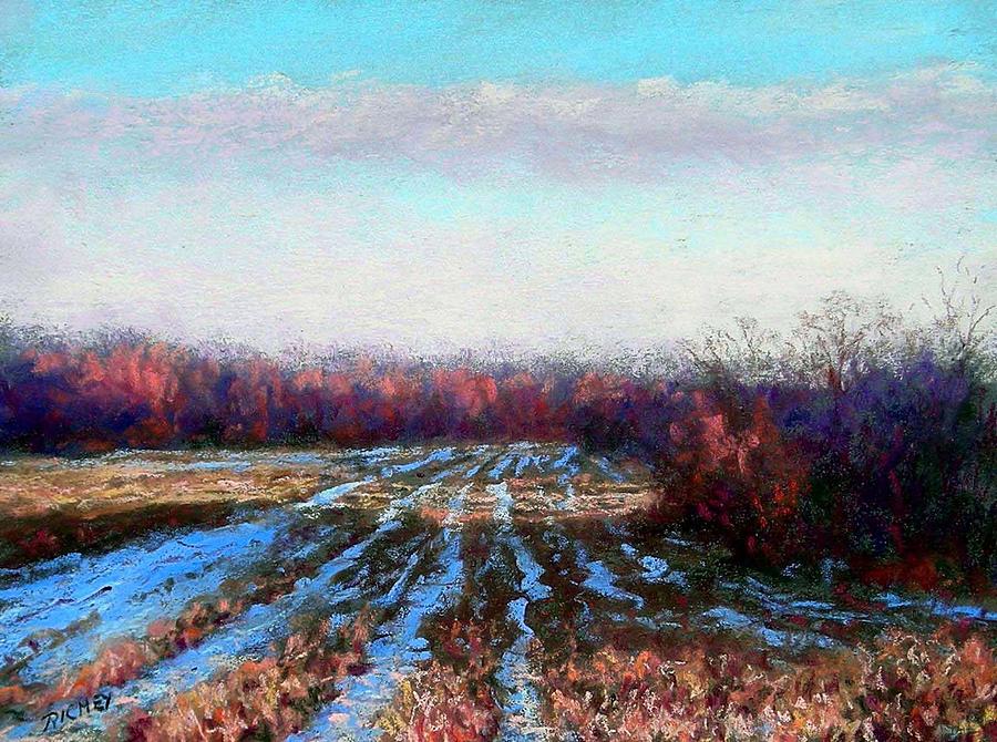 Pastel Pastel - Bucks County Winter Daybreak Fields by Bob Richey
