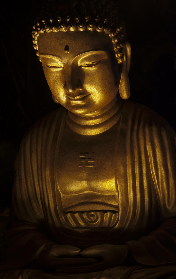 Buddha - Oil Painting Effect Photograph by Zoe Ferrie
