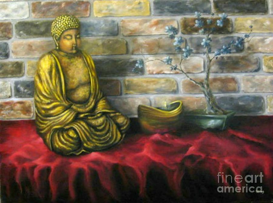 Buddha Painting - Buddha and Candle by Patricia Lang Buddha Painting - Buddha and Candle by Patricia Lang