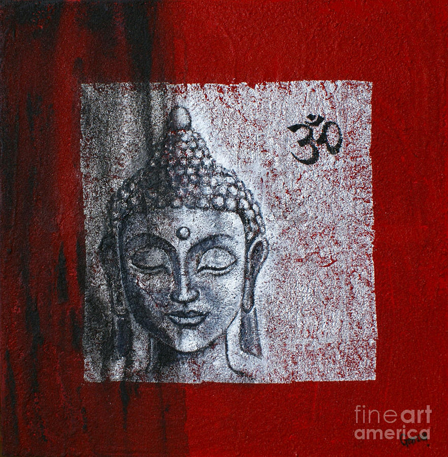 Buddha Painting - Buddha in red and silver by Paulina Garoa