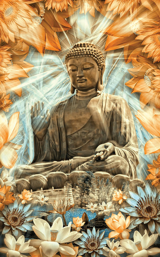 Buddha Digital Art - Buddha Peace by SampadArt Gallery