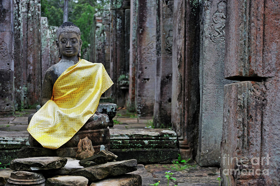 Architecture Photograph - Buddha statue at Bayon Temples by Sami Sarkis