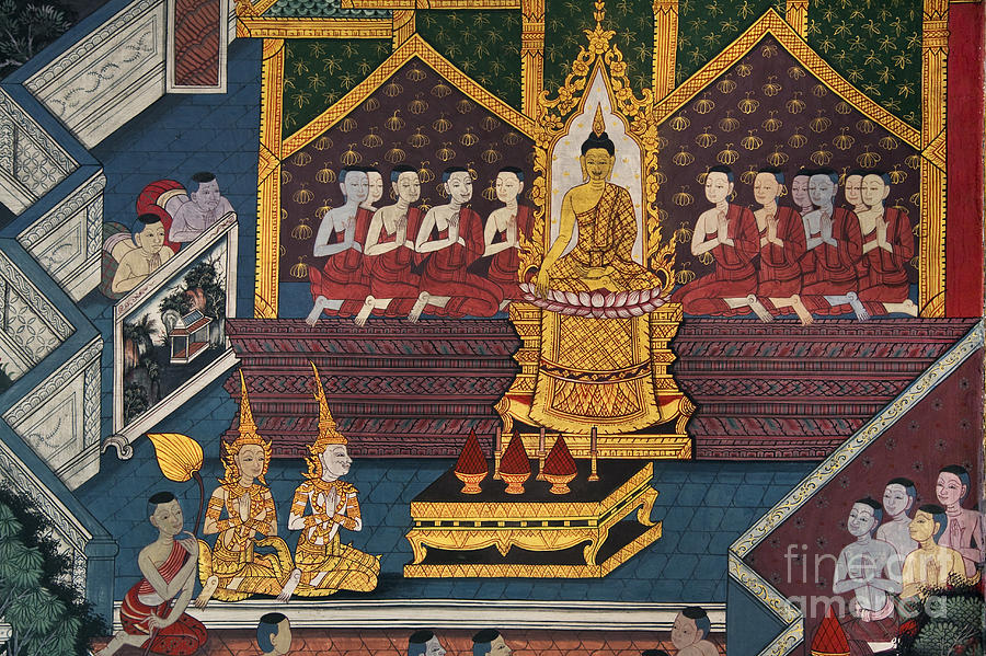 Buddist Mural - Wat Po Bangkok Photograph by Craig Lovell