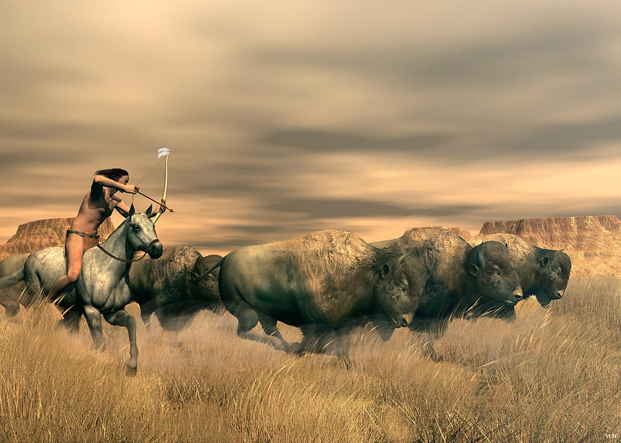 Buffalo Hunter Digital Art by Walter Colvin