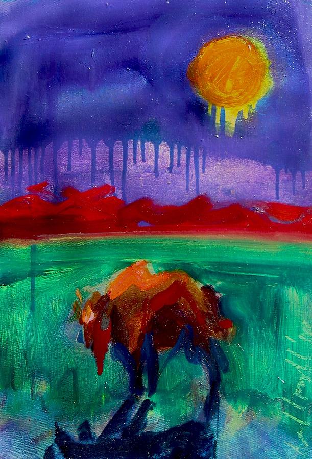 Buffalo Moon Painting by Les Leffingwell