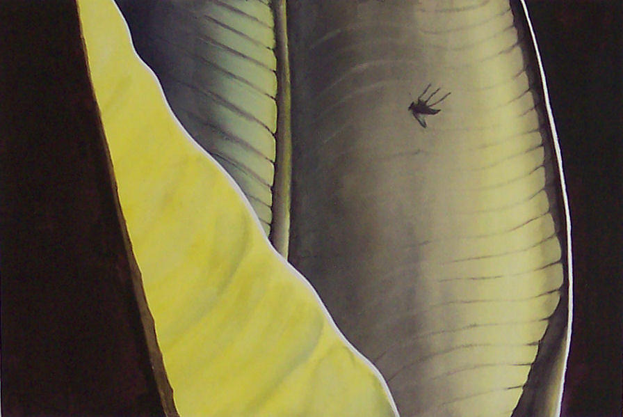 Bug on a banana leaf Painting by Philip Fleischer