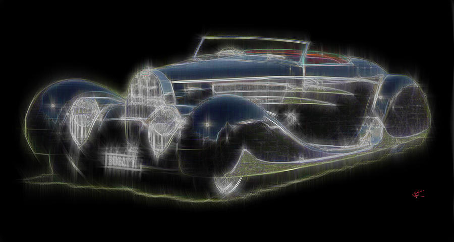 Bugatti Digital Art by Kenneth Armand Johnson