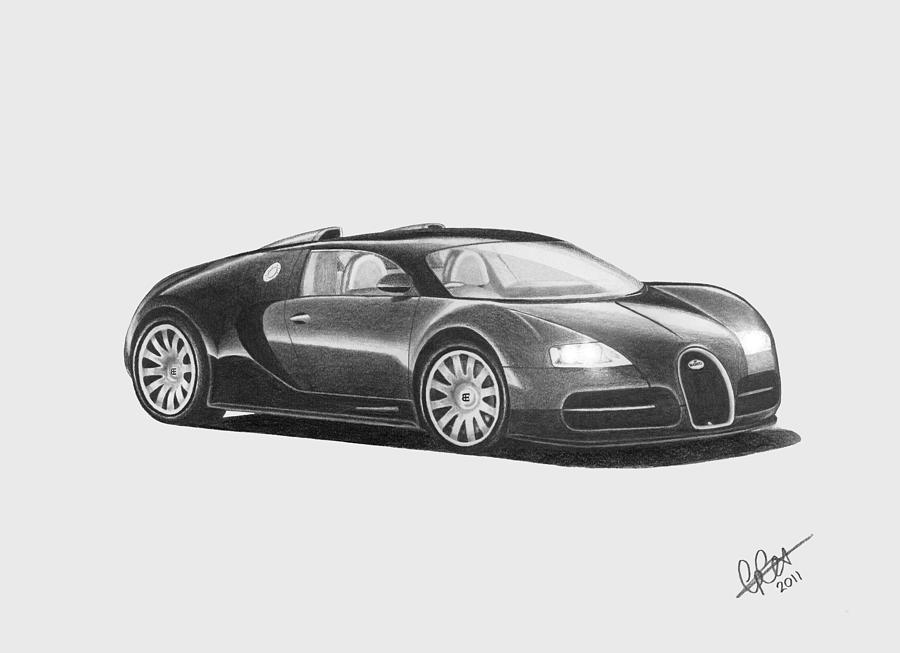 Transportation Drawing - Bugatti Veyron EB by Chris Cox
