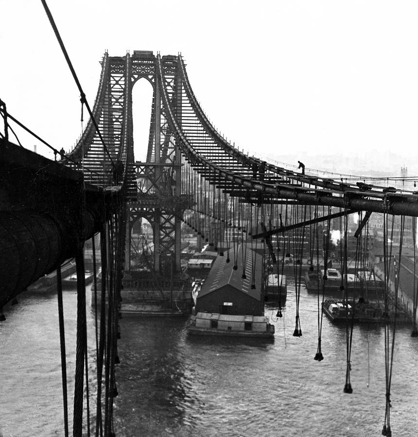 Building of the Manhattan Bridge - New York City - c 1909 Photograph by International  Images