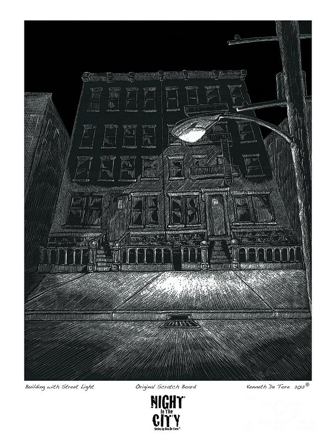Building with Street Light Drawing by Kenneth De Tore