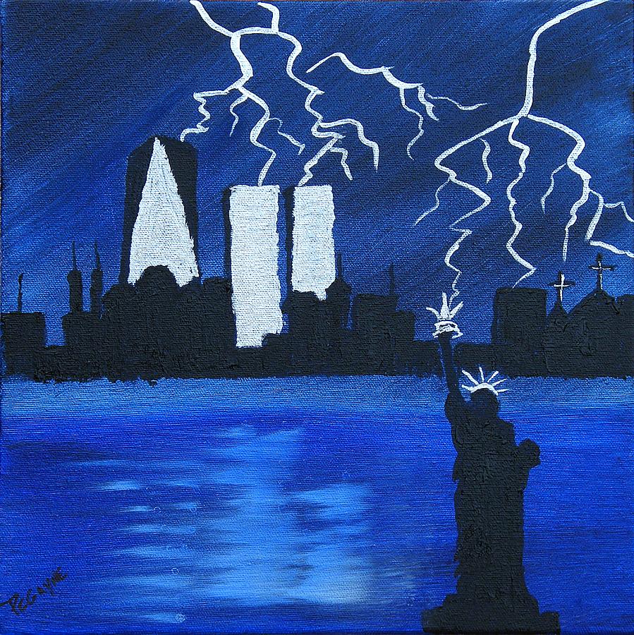 Statue Of Liberty Painting - Buildings are Replaceable by Margaret G Calenda