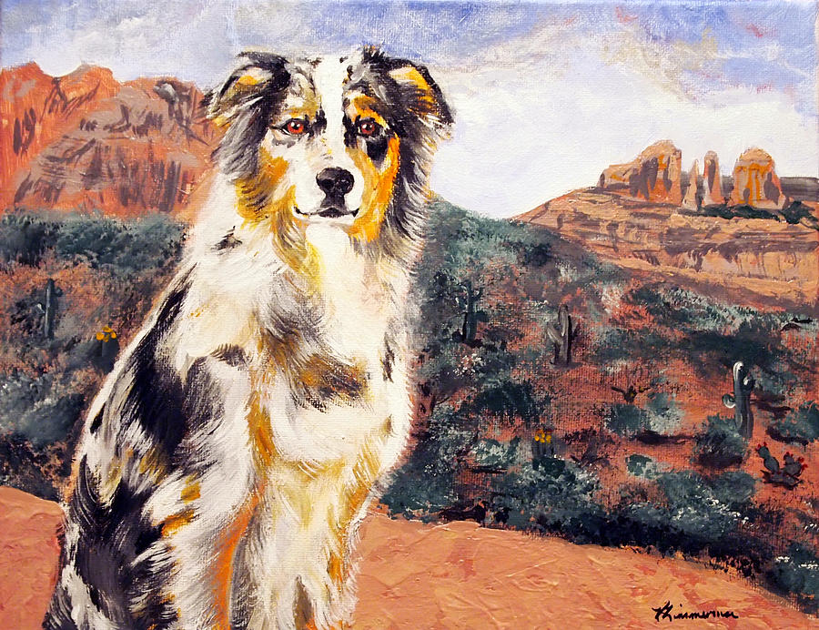 Dog Painting - Buki at Red Rock Sedona Vortex by Veronica Zimmerman