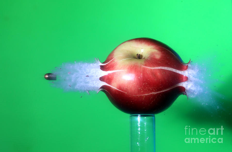 Bullet Hitting An Apple Photograph by Ted Kinsman