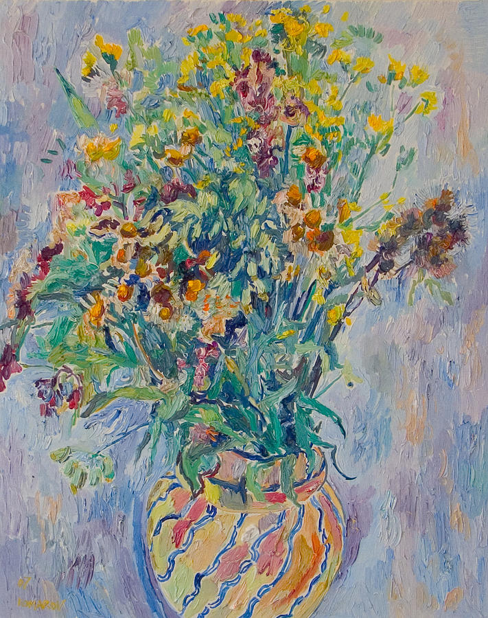 Bunch Of Wild Flowers In A Vase by Vitali Komarov