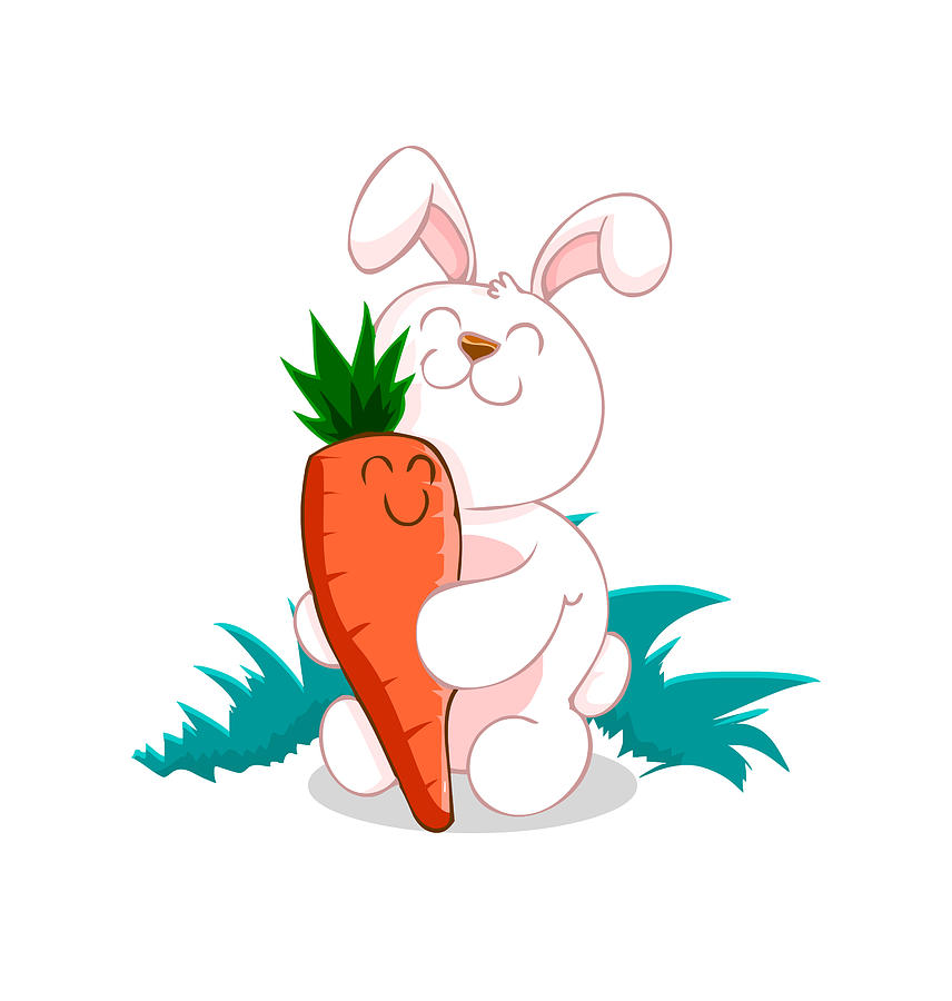 Bunny Holding Carrot Digital Art by Ana Villanueva
