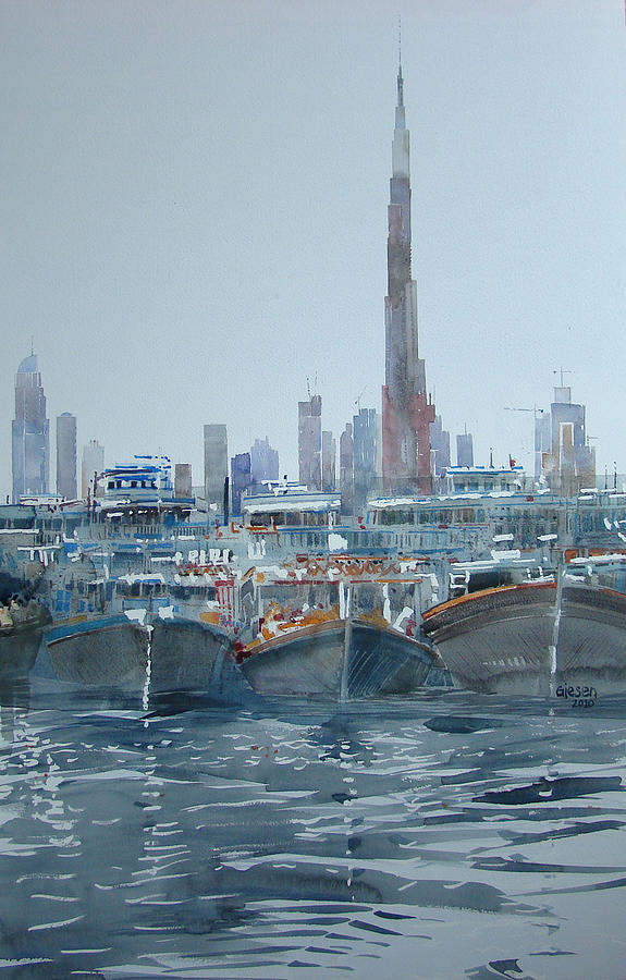 Landscape Painting - Burj Khalifa Dubai by Martin Giesen