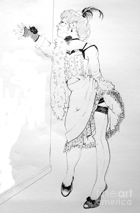 Burlesque drawing Drawing by Joanne Claxton