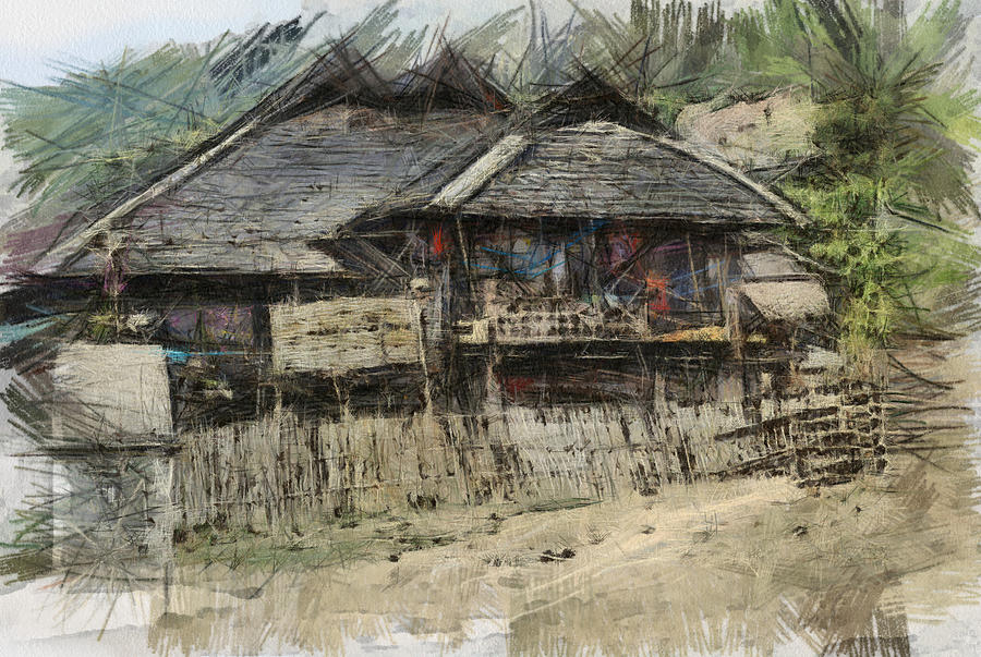 Burmese village house 2 Digital Art by Fran Woods