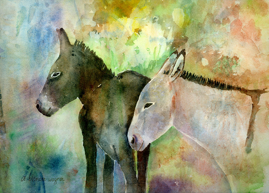 Burros Painting by Arline Wagner