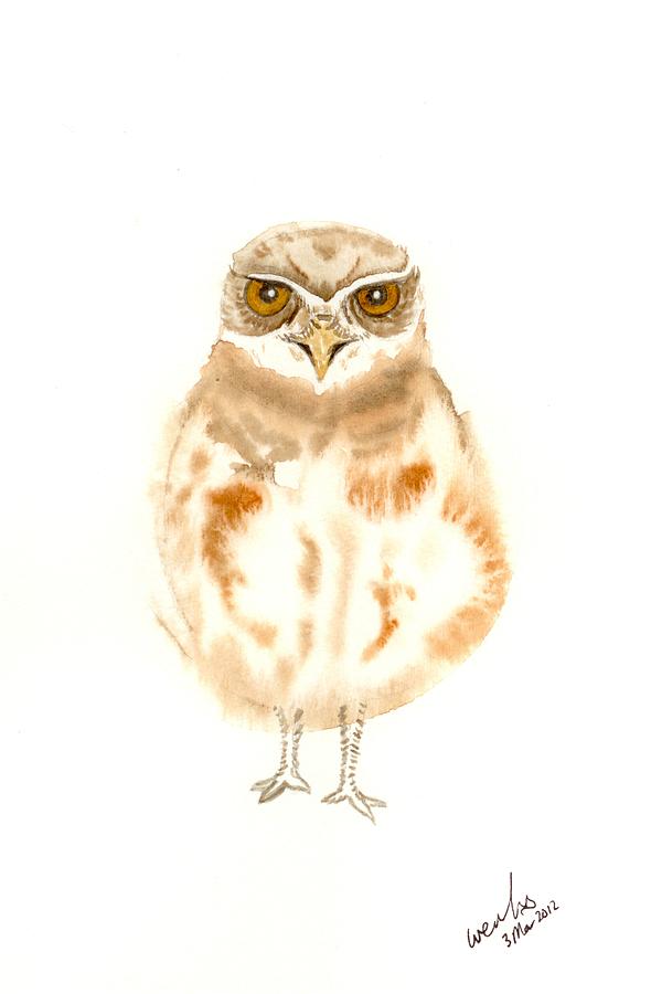 Burrowing Owl Chick Painting by Wenfei Tong - Fine Art America