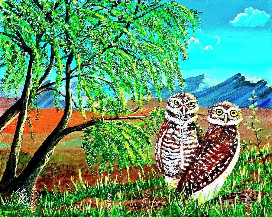 Burrowing Owls Painting by Jayne Kerr 