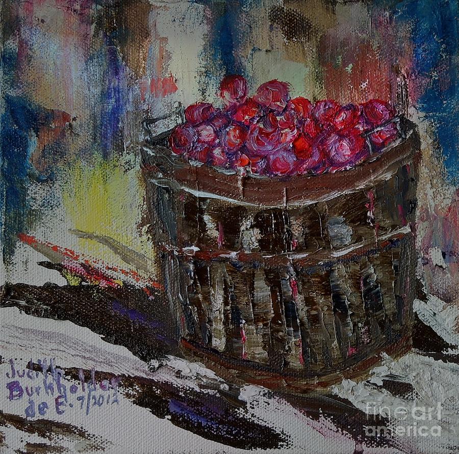 Bushel of Snow Apples - SOLD Painting by Judith Espinoza