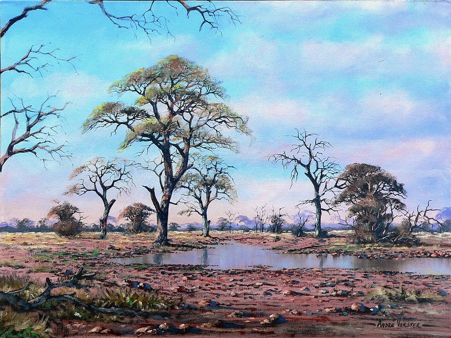 Bushveld Waterhole Painting by Andre Vorster