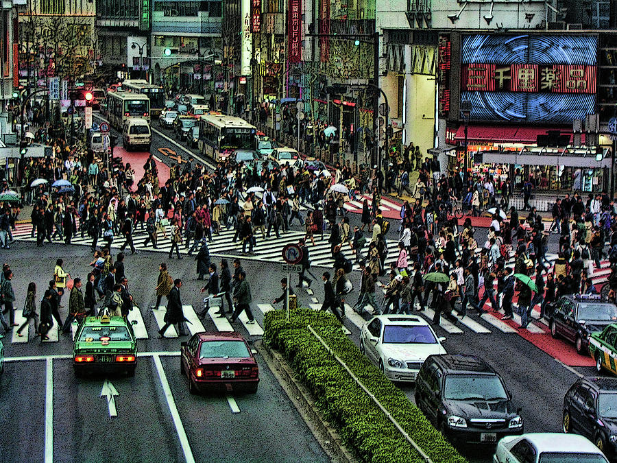 City Photograph - Busiest Crosswalk in the World by Helaine Cummins
