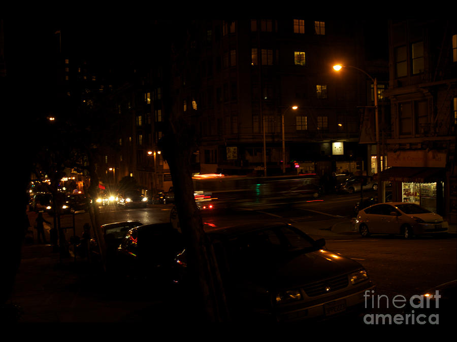 Busy Street In San Francisco At Night Photograph