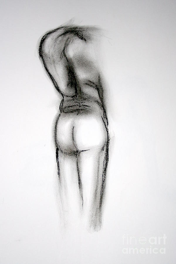 Butt and a Back Drawing by Julie Lueders 