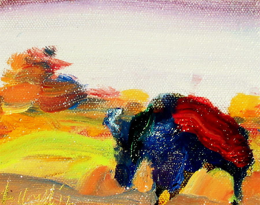 Butte Buffalo Painting by Les Leffingwell