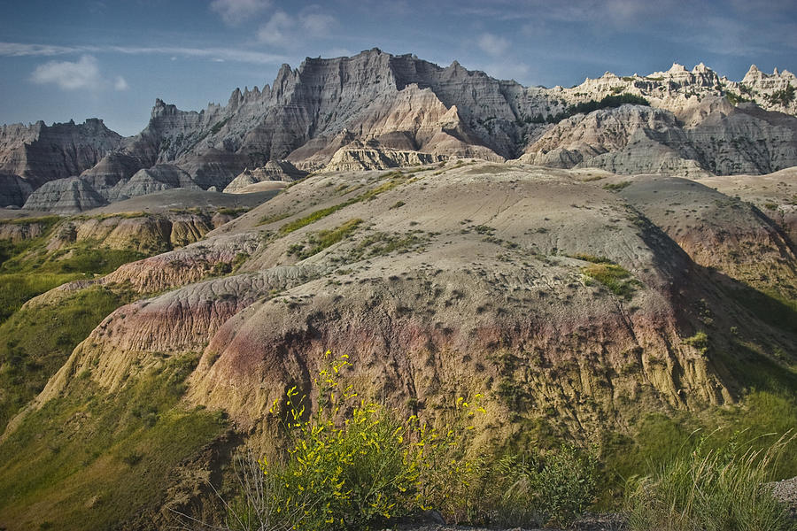 Mountain Photograph - Butte formation in Badlands National Park by Randall Nyhof