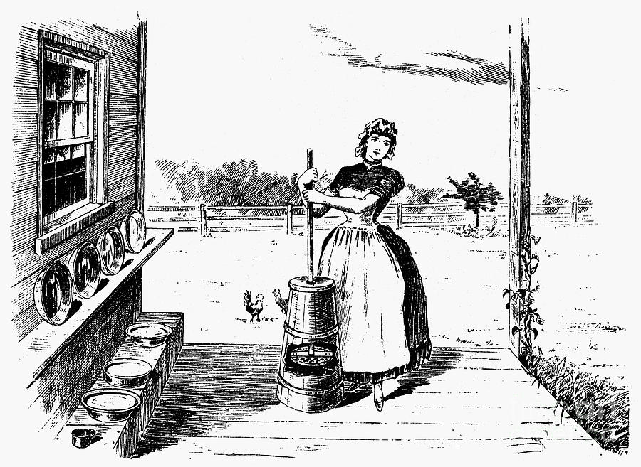 BUTTER CHURN, 19th CENTURY Drawing by Granger
