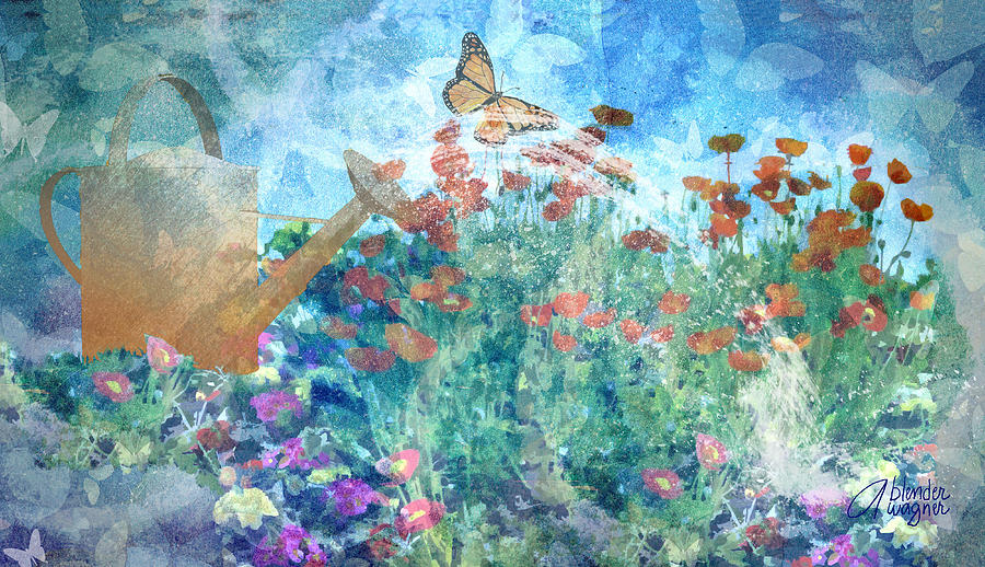 Butterflies In The Garden Mixed Media by Arline Wagner