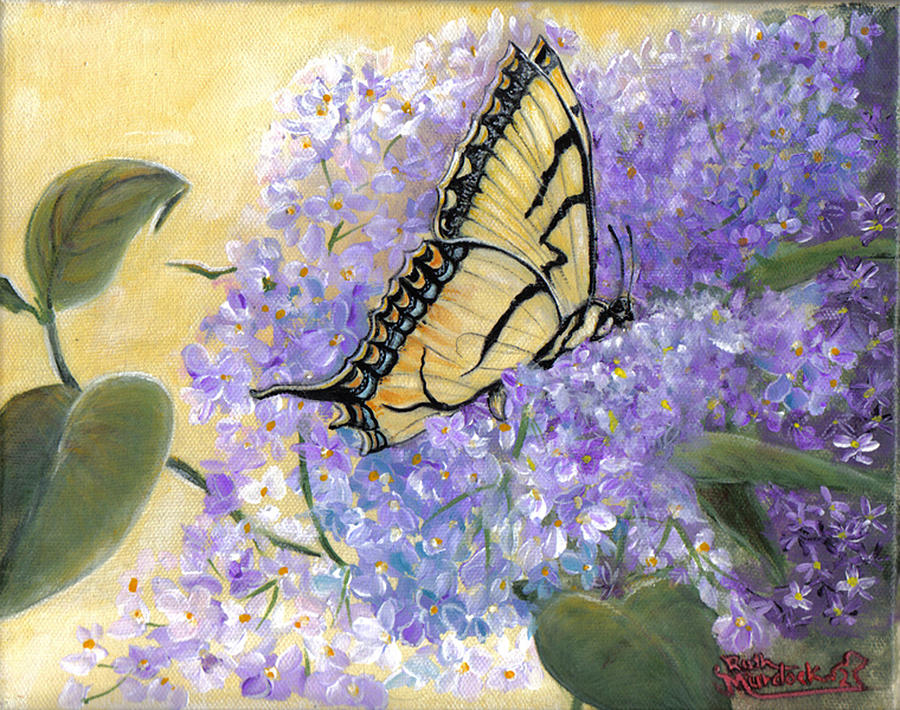 Butterfly and Lilacs Painting by Ruth Ann Murdock - Fine Art America