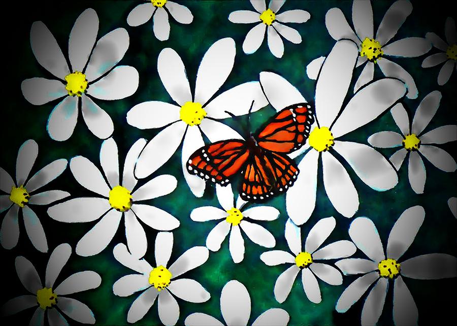 Butterfly Painting - Butterfly in the Flowers by Jennifer Jeffris