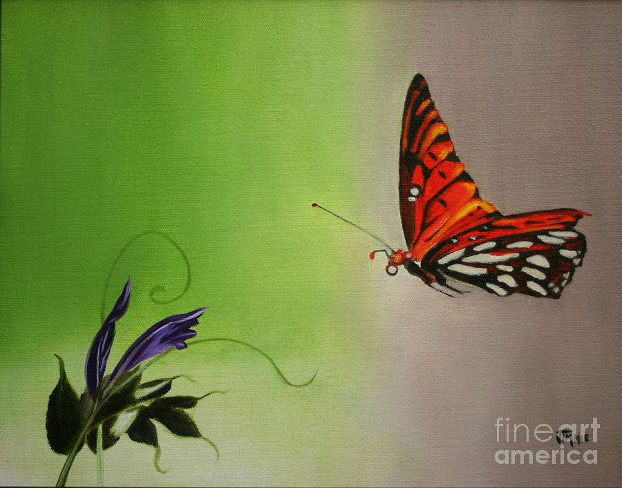 Butterfly on Purple Flower Painting by Jimmie Bartlett