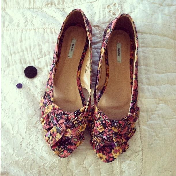 Cute Photograph - Buttons + New Shoes. #shoes #floral by Allison Faulkner