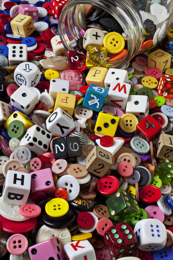 Dice Photograph - Buttons and Dice by Garry Gay