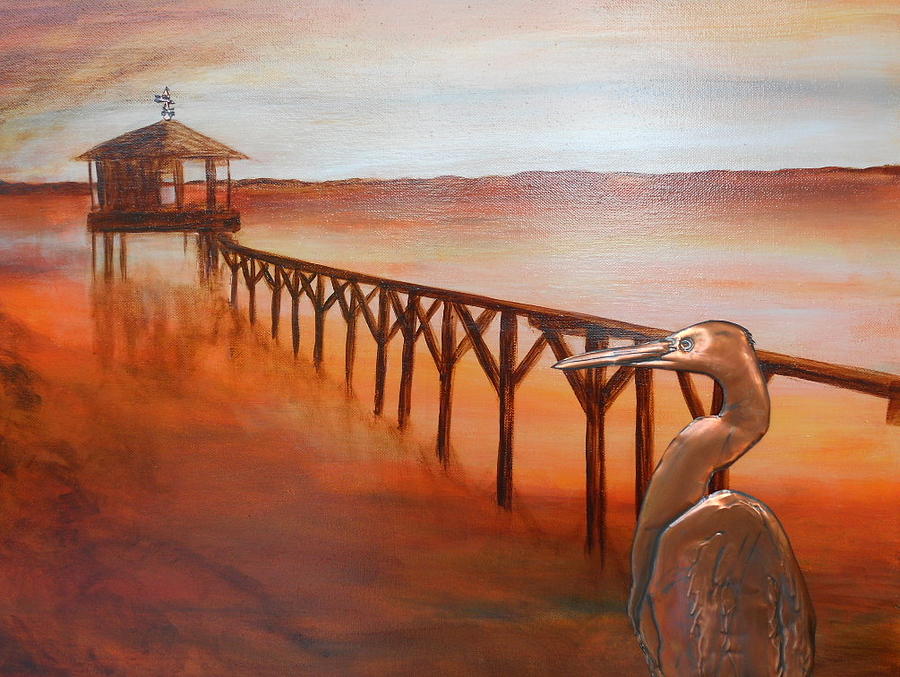 Bird Mixed Media - By the Dock of the Bay by Judy McFee Bird Mixed Media - By the Dock of the Bay by Judy McFee