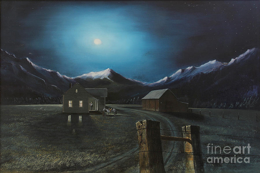 By The Mountain Moon Light He Comes A Callen Painting by David Ackerson