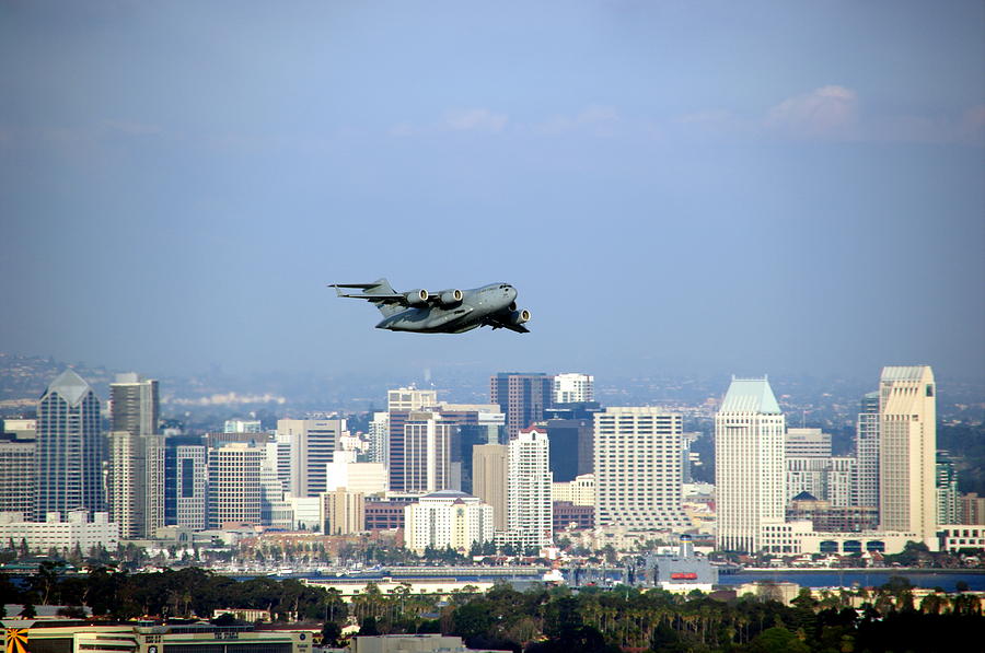 C-17 Globemaster Over San Diego Photograph by Jeff Lowe
