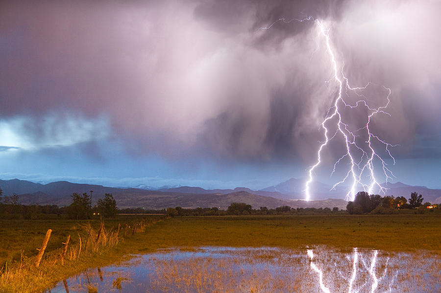 C2G Lightning Bolts Striking Longs Peak Foothills 6 Photograph by James BO Insogna