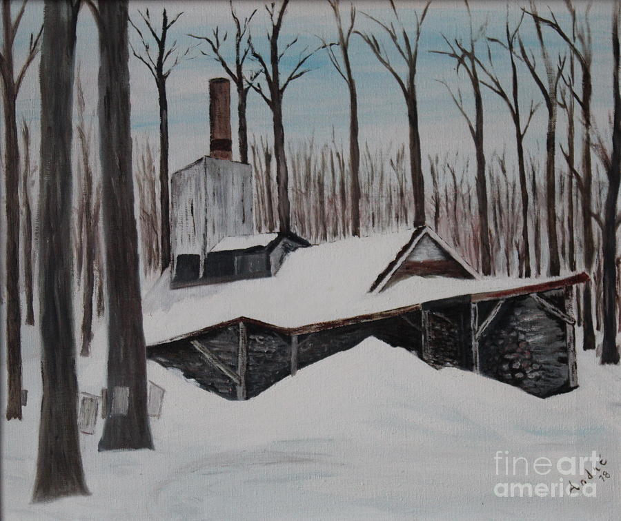 Maple Sugar Shack Painting - Cabane a Sucre - Sugar shack by Andre  Bergeron